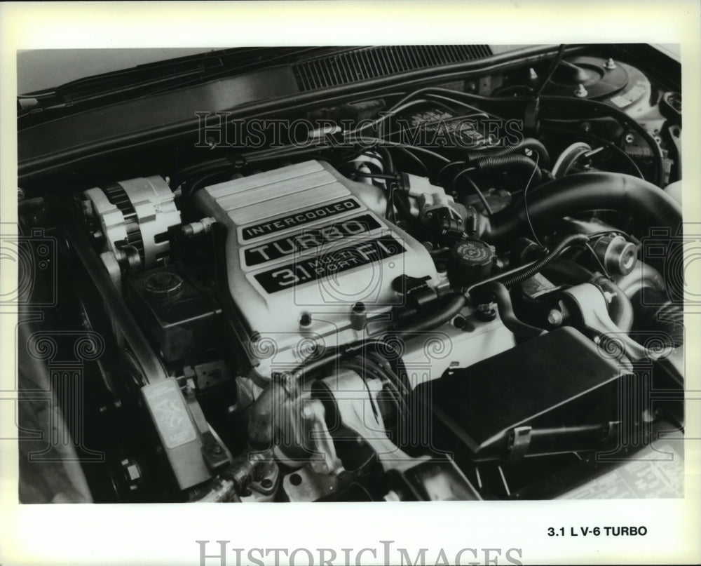 1989 Press Photo 3.1 Liter V-6 Turbo Automobile Engine- Historic Images