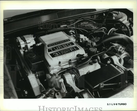 1989 Press Photo 3.1 Liter V-6 Turbo Automobile Engine- Historic Images