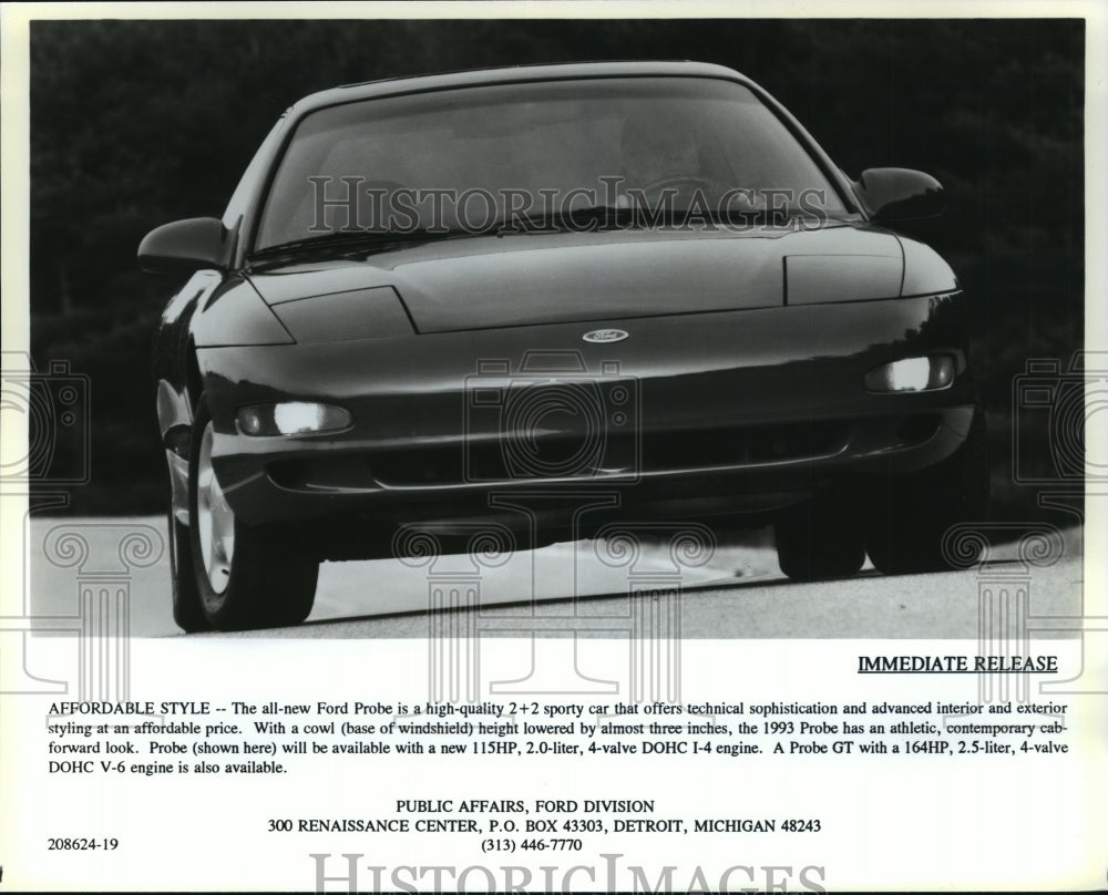 1993 Press Photo All-New Ford Probe, high-quality 2+2 sporty car- Historic Images