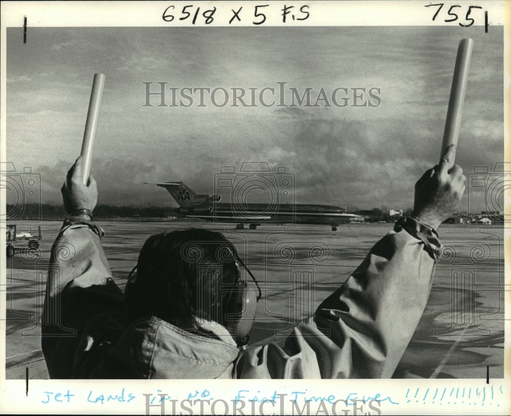 1979 Press Photo American Airlines&#39; First Flight from New Orleans to San Jose- Historic Images