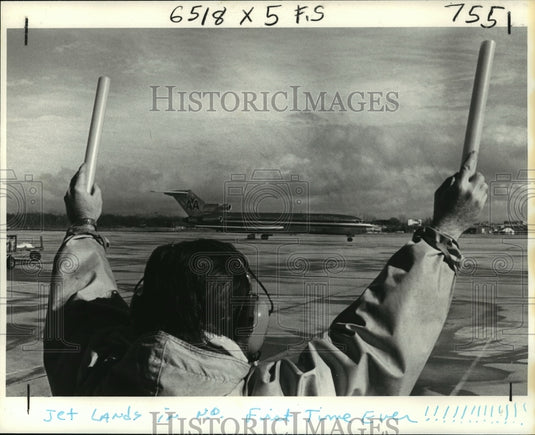 1979 Press Photo American Airlines' First Flight from New Orleans to San Jose- Historic Images