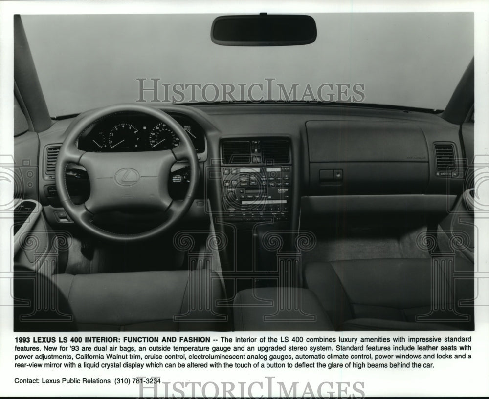  Press Photo 1993 Lexus LS 400 Interior provides Function and Fashion- Historic Images