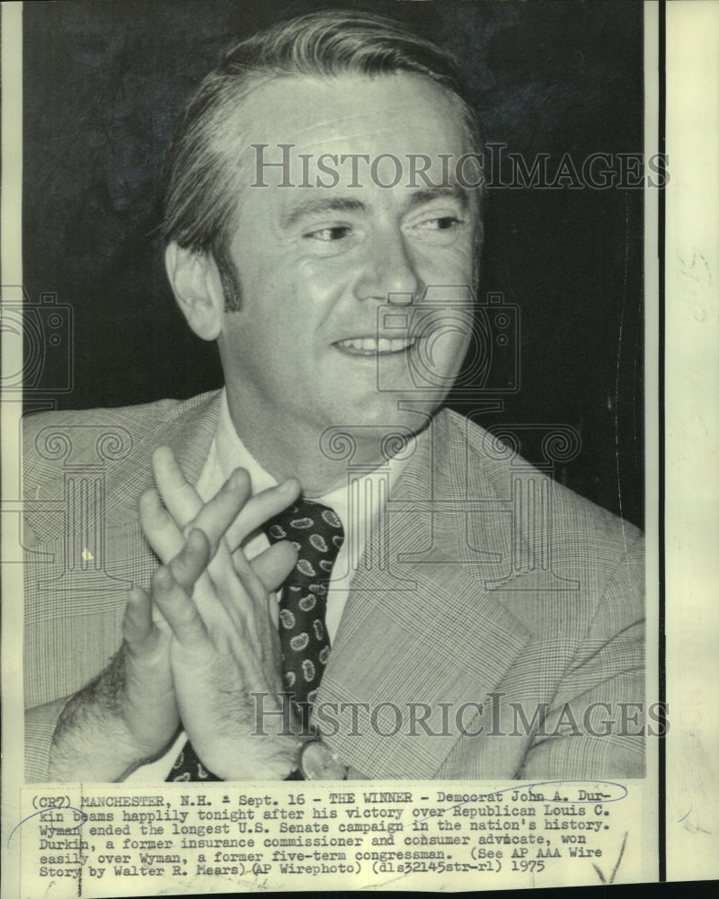 1975 Press Photo John A. Durkin, Winning Democrat Senate Candidate- Historic Images