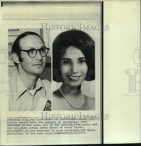 1970 Press Photo Susan and Martin Denoff, Sextuplet Parents, Children Perished- Historic Images