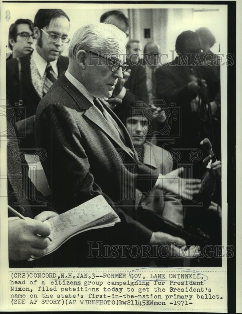 1971 Press Photo Former Governor Lane Dwinnell, head of a citizens group- Historic Images