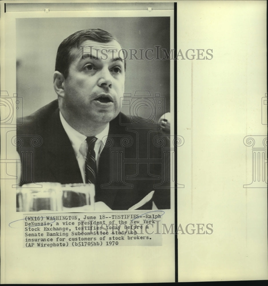 1970 Press Photo Ralph DeNunzio of New York Stock Exchange Testifies to Senate- Historic Images