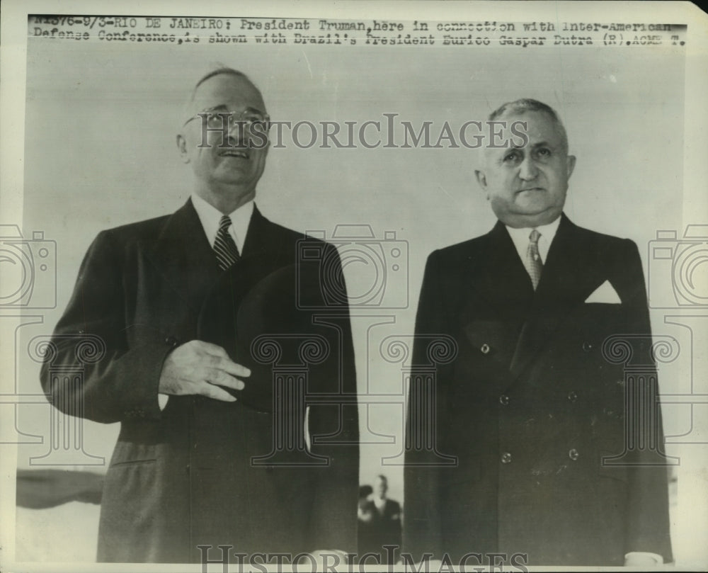 1947 Press Photo President Truman with Brazil&#39;s President Dutra - not02236