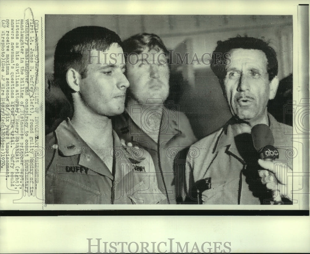 1970 Press Photo James B. Duffey with attorneys after found guilty, manslaughter- Historic Images