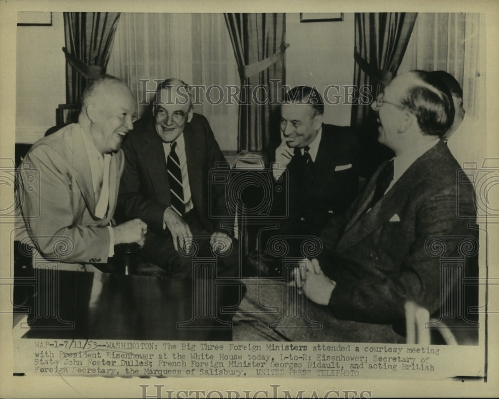 1953 Press Photo Three Foreign Ministers & President Eisenhower in Washington