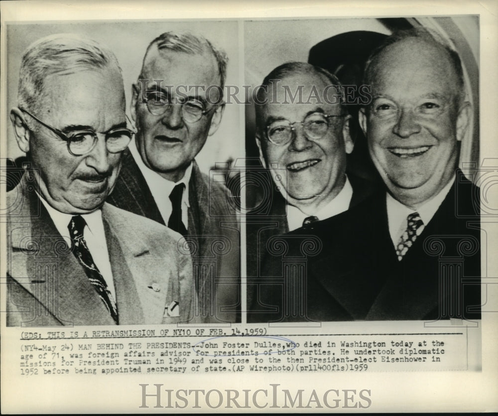 1959 Press Photo Government - John Foster Dulles, Foreign Affairs Advisor