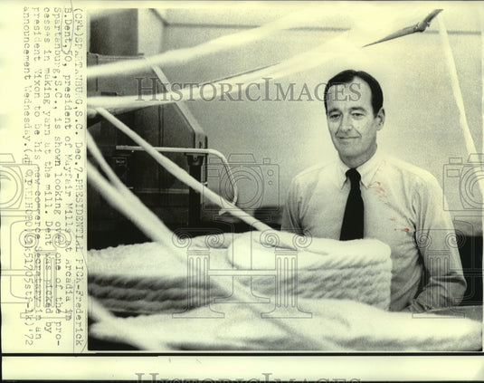 1972 Press Photo Frederick B. Dent, president of Mayfair Mills at Arcadia- Historic Images
