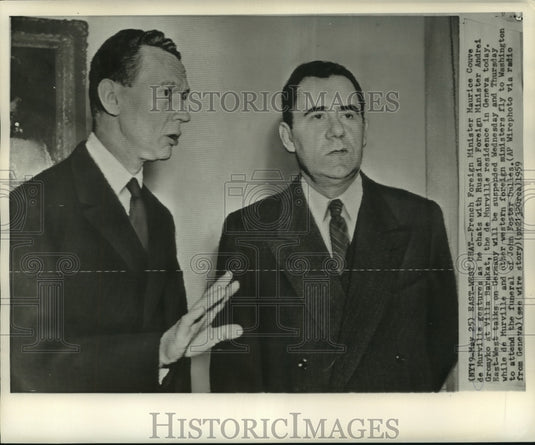 1959 Press Photo French, Russian foreign ministers in Geneva - not02594