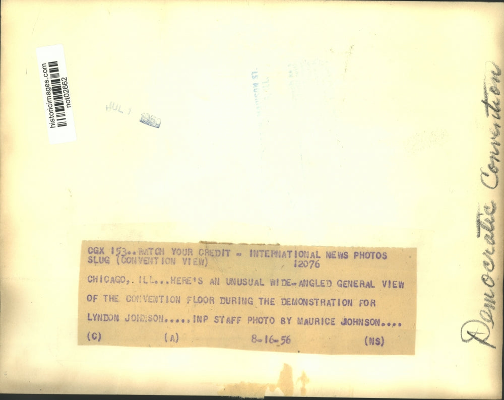 1956 Press Photo Wide View of Democratic National Convention for Lyndon Johnson