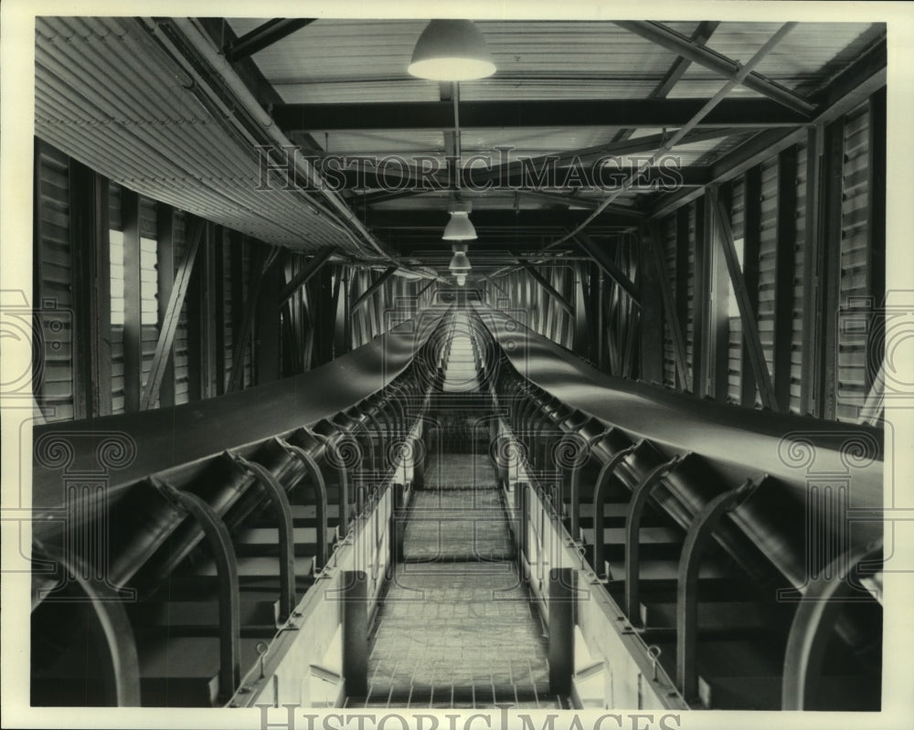 1977 Press Photo Conveyor belts moving grain at Cargill&#39;s Reserve in Louisiana- Historic Images