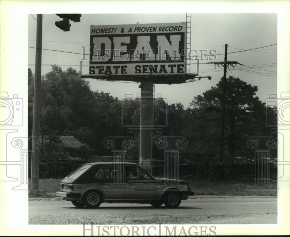 1995 Press Photo A large sign erected for Lynn Dean for senate in St. Bernard