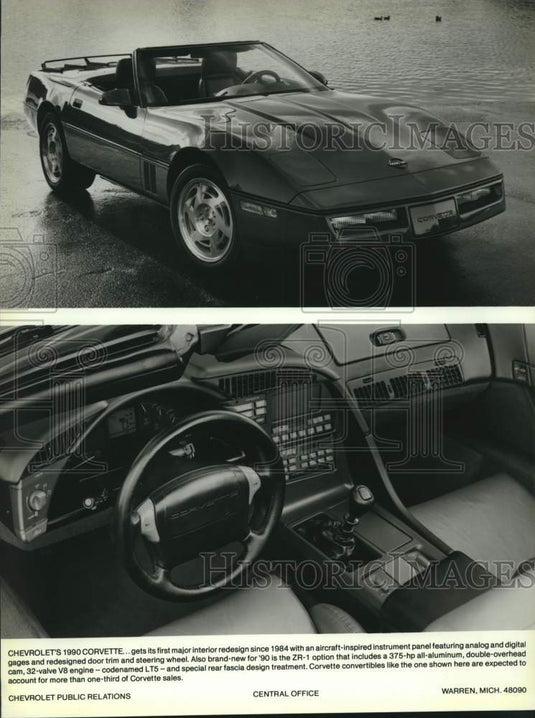 1989 Press Photo Chevrolet's 1990 Corvette with Redesigned Steering Wheel- Historic Images
