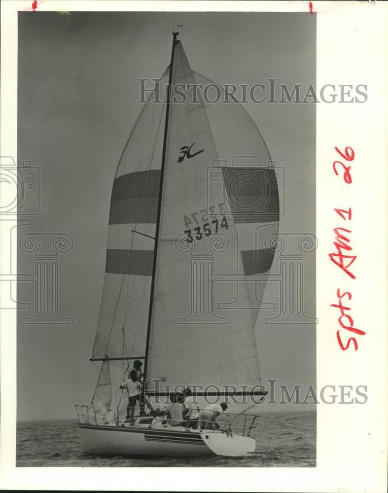 1986 Press Photo Boat Racing - ShutterSpeed Sails Victory on Lake Pontchartrain- Historic Images