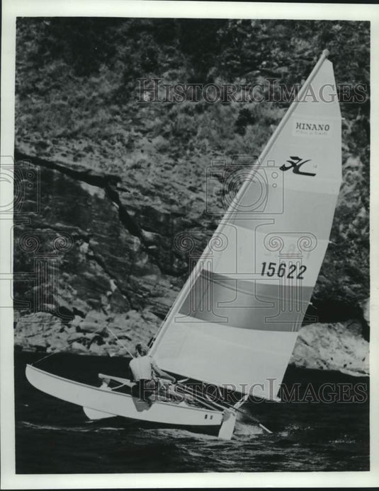 1985 Press Photo Hinano Sailboat on the Water, Sailing - not04435- Historic Images