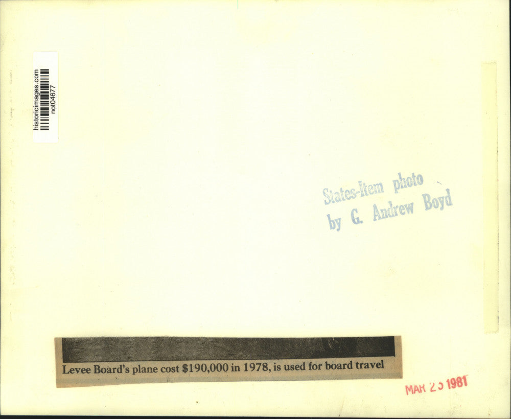 1981 Press Photo $190,000 Private Plane Owned By New Orleans Levee Board