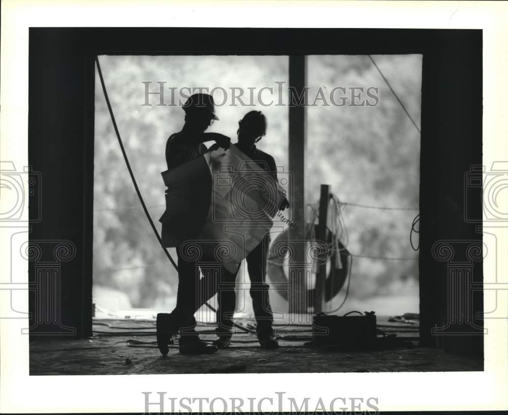 1993 Press Photo Star Casino gambling boat workers check construction plans