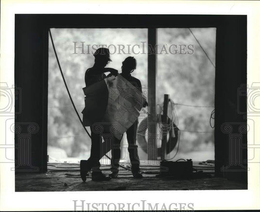 1993 Press Photo Star Casino gambling boat workers check construction plans