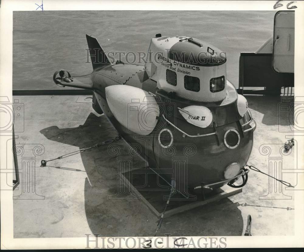 1967 Press Photo Star II, Oceanographic Submarine, On Deck Of Vessel Gemini- Historic Images