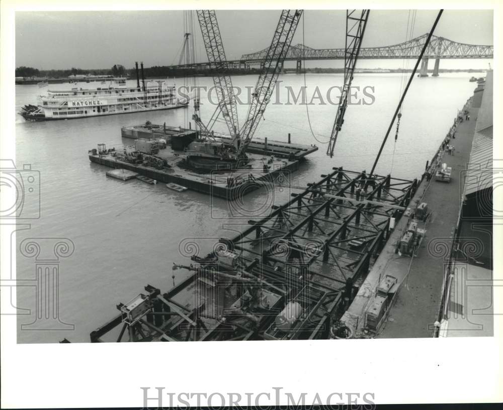 1993 Press Photo Queen of New Orleans riverboat casino boardwalk and dock site- Historic Images