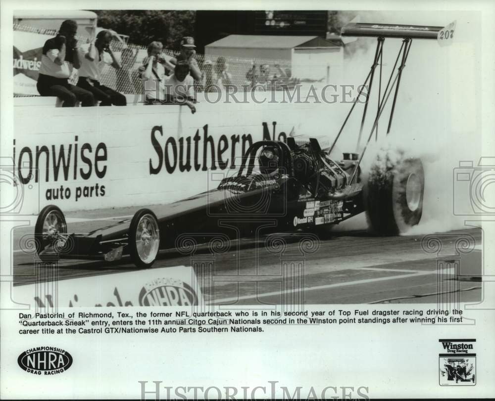 1986 Press Photo Dan Pastorini driving the &quot;Quarterback Sneak&quot; - not07040- Historic Images