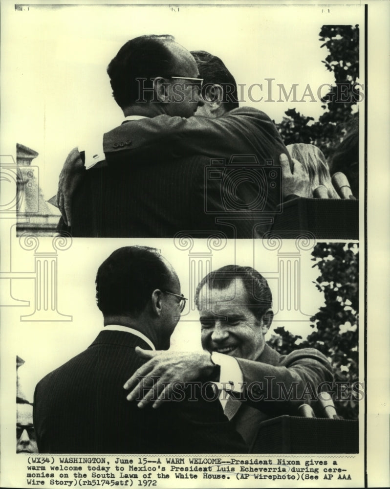 Load image into Gallery viewer, 1972 Press Photo President Nixon greets President Echeverria on White House Lawn
