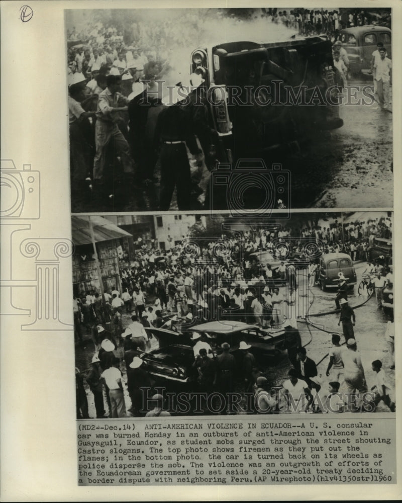 Load image into Gallery viewer, 1960 Press Photo Ecuadorean student demonstrations against government
