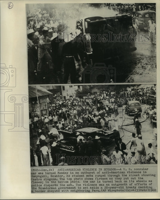 1960 Press Photo Ecuadorean student demonstrations against government