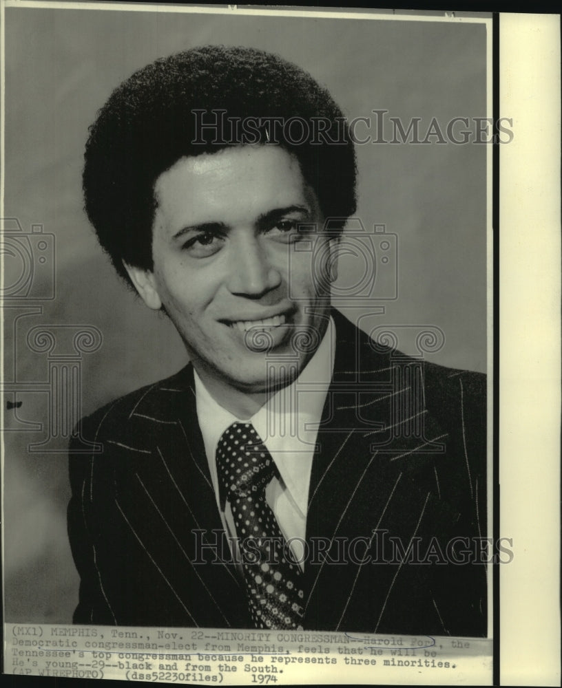1974 Press Photo Harold Ford, Democratic congressman-elect from Memphis, TN