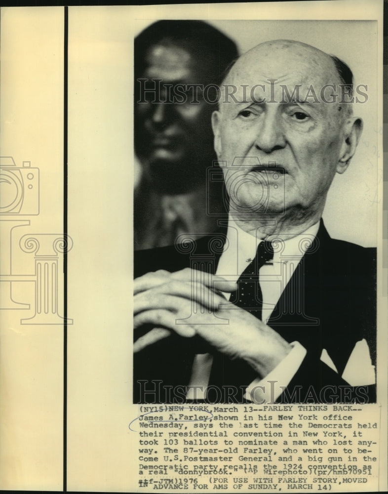 1976 Press Photo James A. Farley, former U.S. Postmaster General - now00464