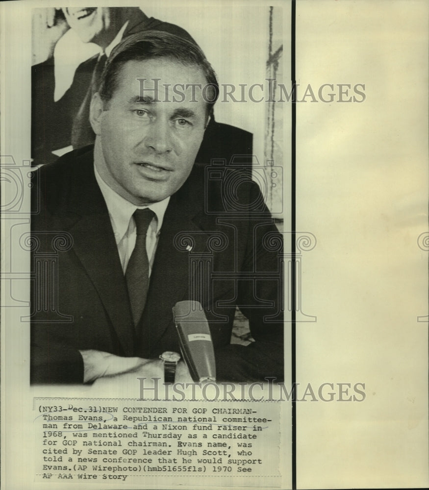 1970 Press Photo Thomas Evans, contender for GOP National Chairman - now00559
