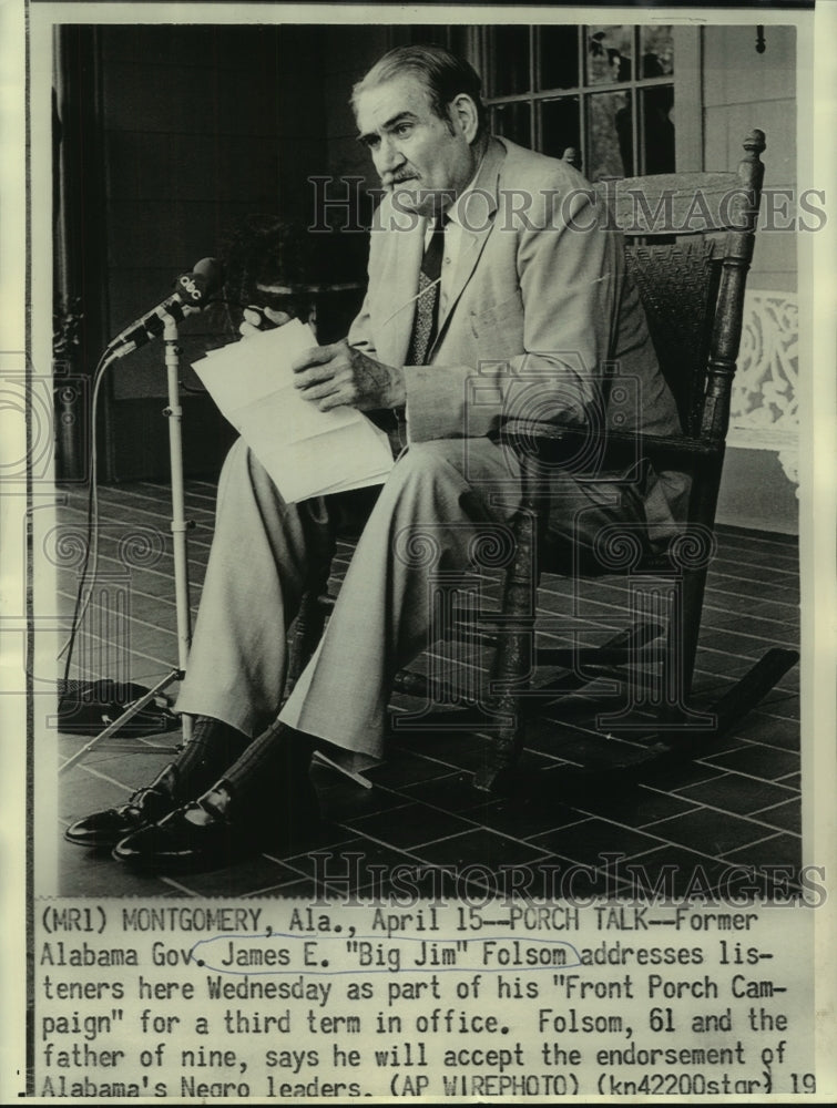 1970 Press Photo James Folsom's "Front Porch Campaign" for Governor - now00585