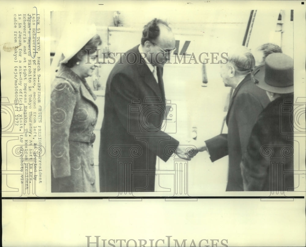 1972 Press Photo President Echeverria greeted by Japan&#39;s Emperor Hirohito