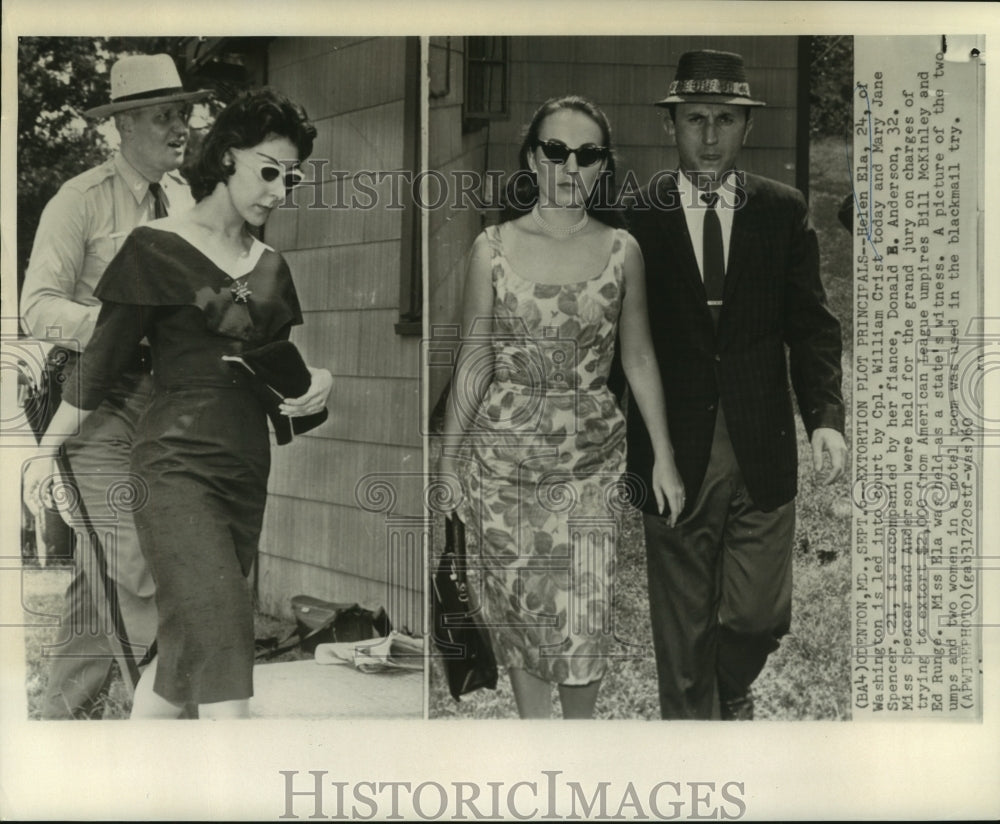 1960 Press Photo Extortion plot principals: (R) state's witness & (L) defendants