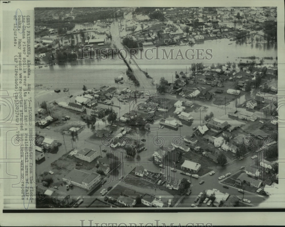 1967 Press Photo Flooding Chena River in Fairbanks, Alaska - now00876