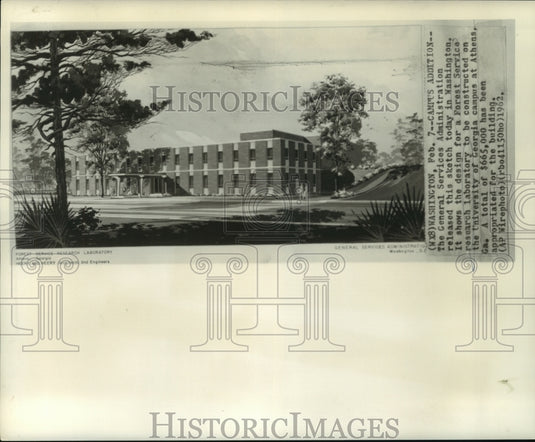 1962 Press Photo Design for Forest Service Research Laboratory in Athens, GA