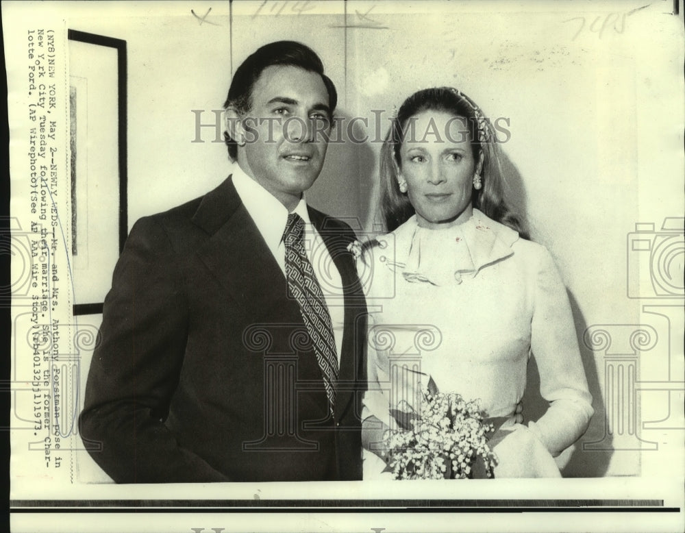 1973 Press Photo Newly weds Mr. & Mrs. Anthony Forstman in New York City