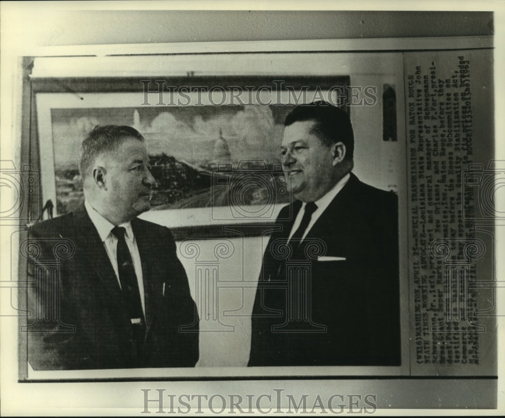 1963 Press Photo Charles Fort &amp; other at Commerce &amp; Finance hearing-Washington