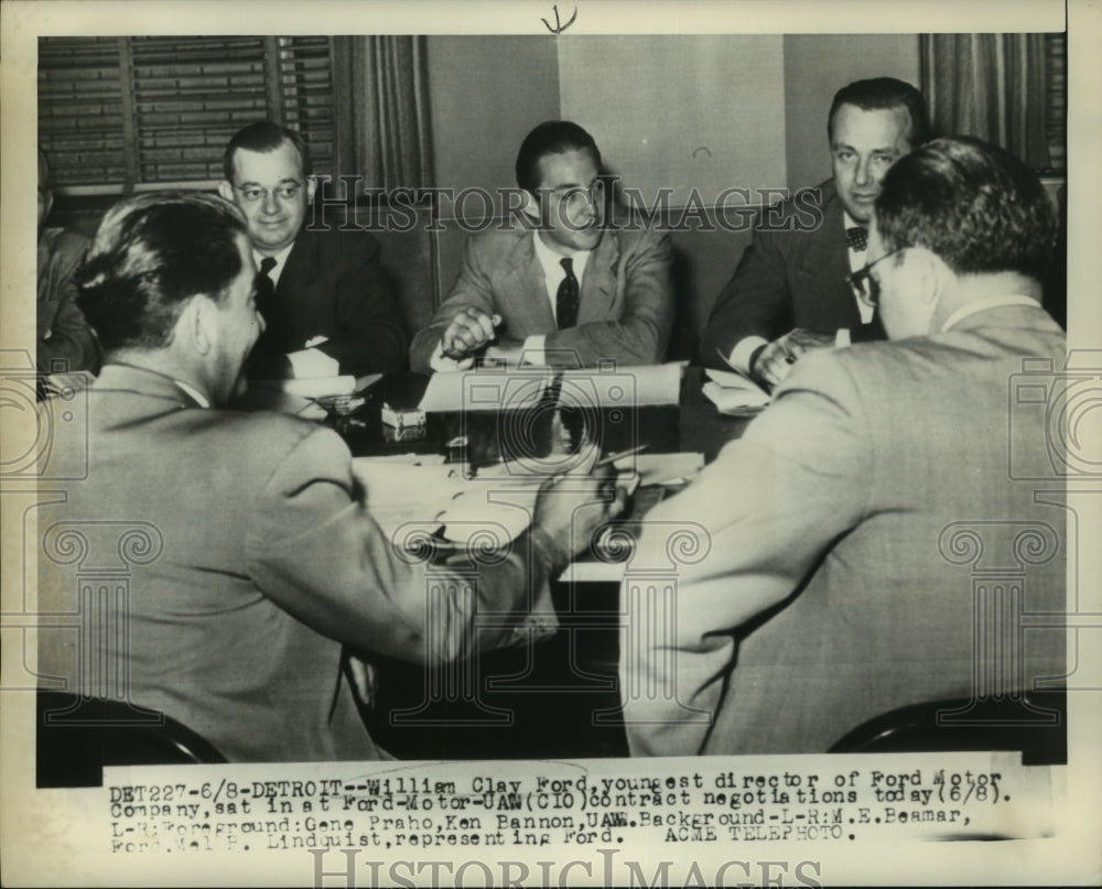 Press Photo William Clay Ford &amp; others at UAW (CIO) contract negotiations