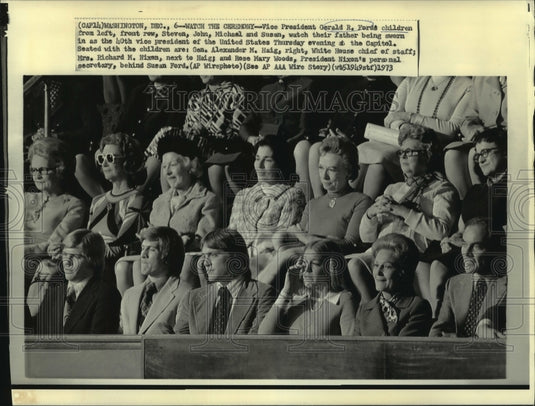 1973 Press Photo VP Ford's children watch father sworn in as 40th President