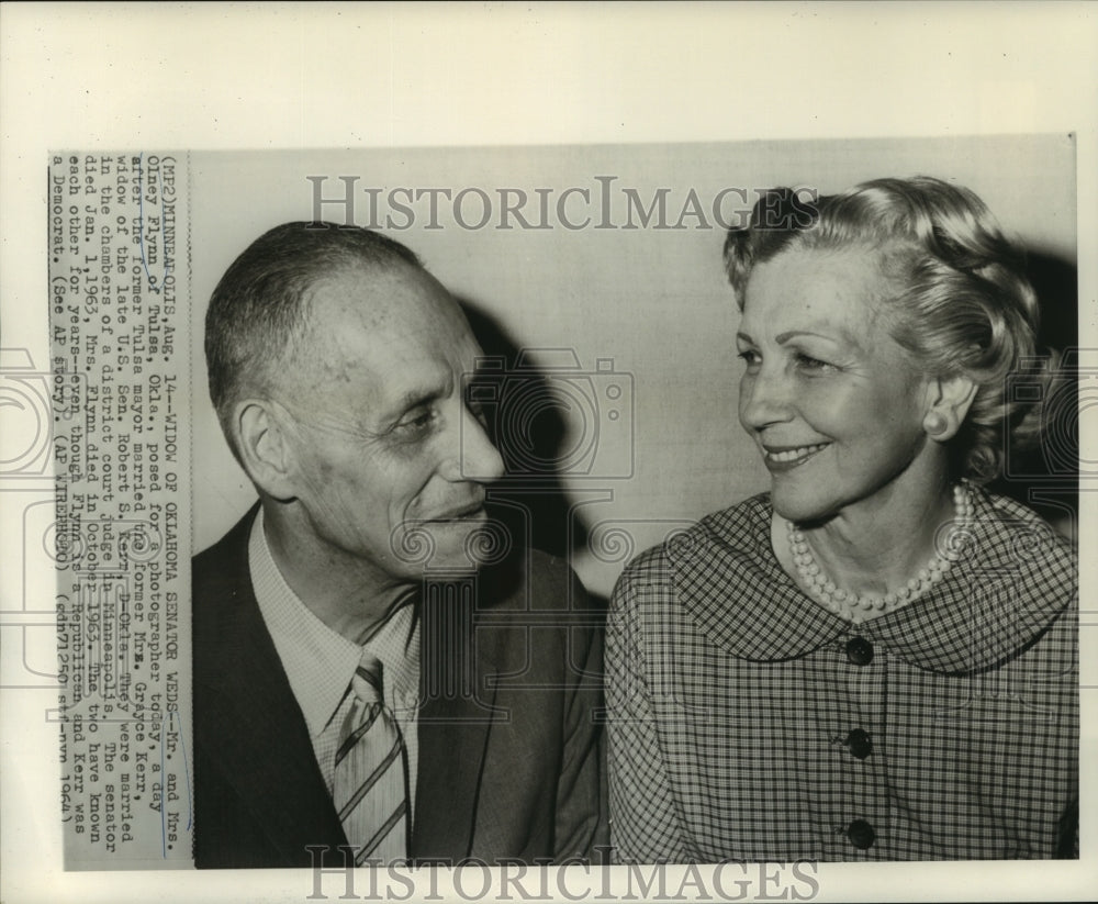 1964 Press Photo Widow of Sen. Robert Kerr marries Olney Flynn, Tulsa, OK