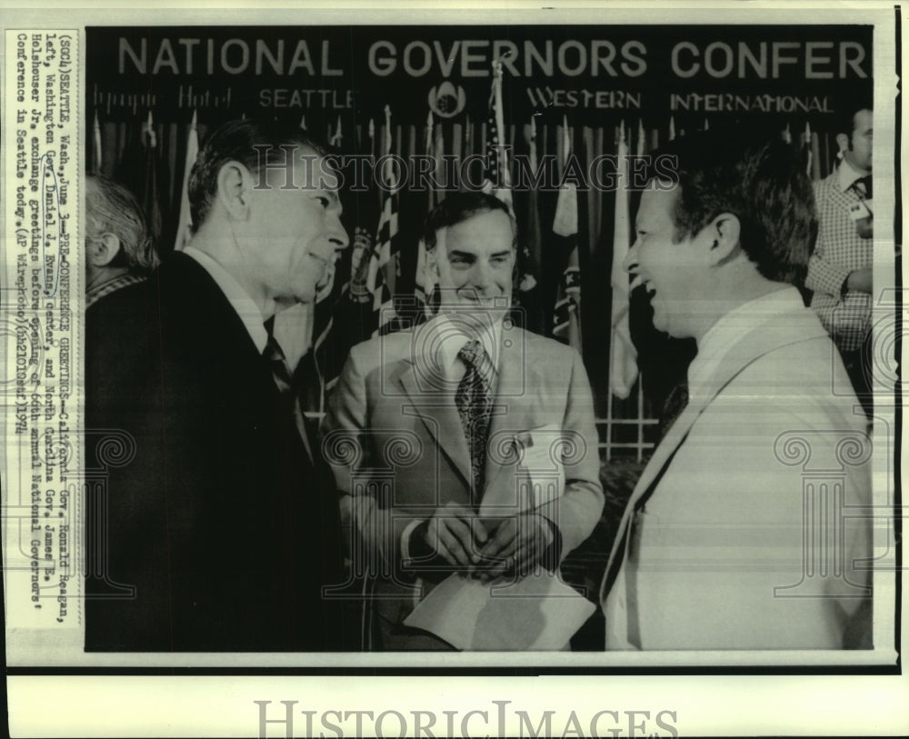 1974 Press Photo Ronald Reagan, Daniel Evans at Seattle Governors&#39; Conference