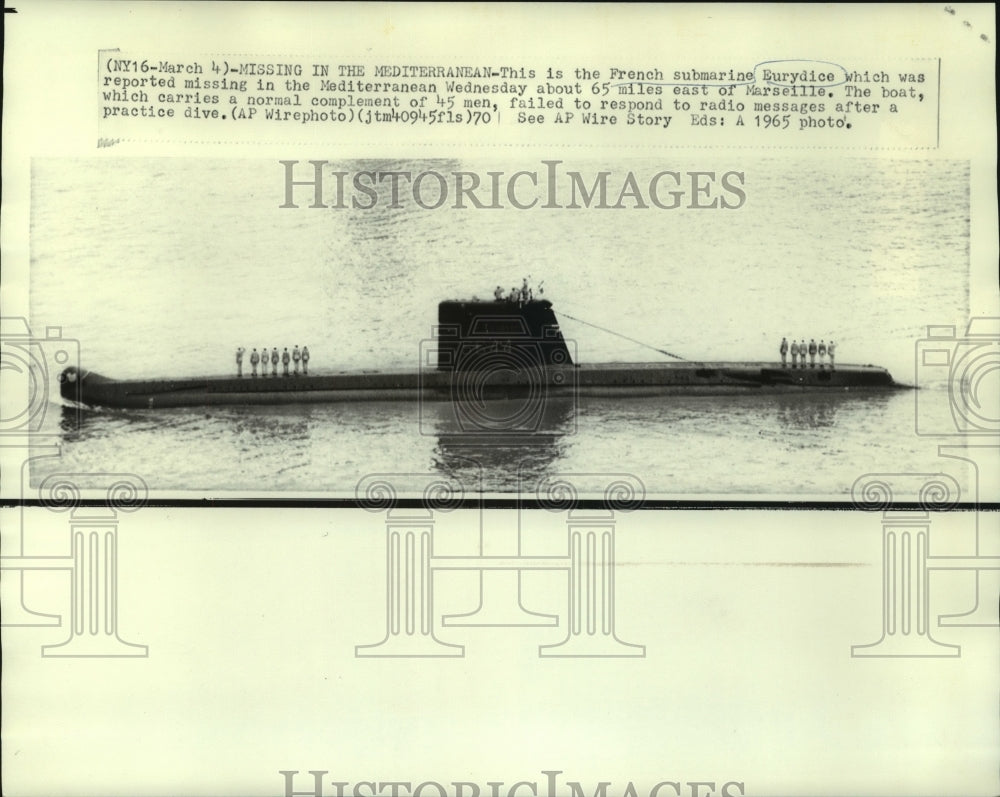 1965 Press Photo File photo of missing Eurydice in the Mediterranean - now01382