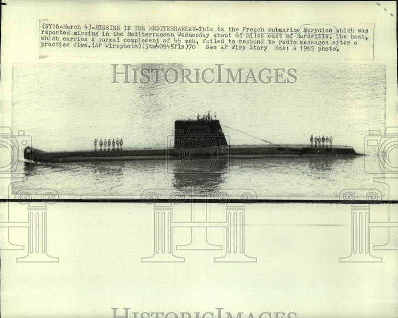 Load image into Gallery viewer, 1965 Press Photo File photo of missing Eurydice in the Mediterranean - now01382
