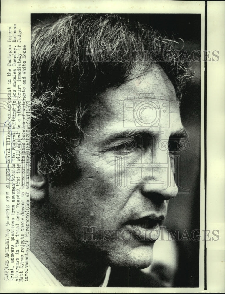 1973 Press Photo Daniel Ellsberg, co-defendant in Pentagon Papers trial