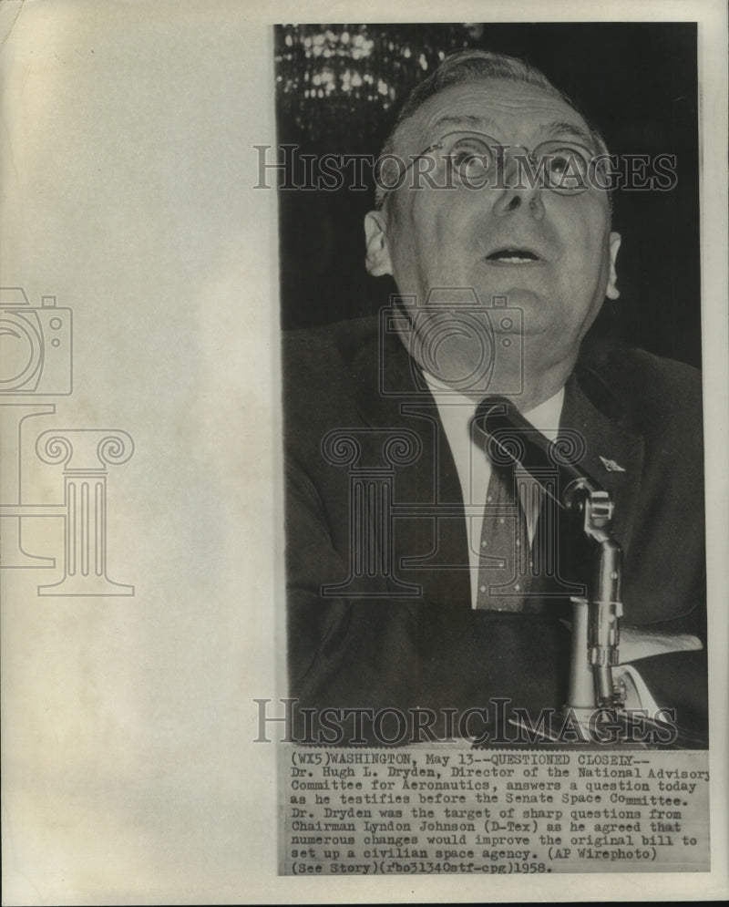 Load image into Gallery viewer, 1958 Press Photo Dr. Hugh Dryden testifies at Senate Space Committee - now01685

