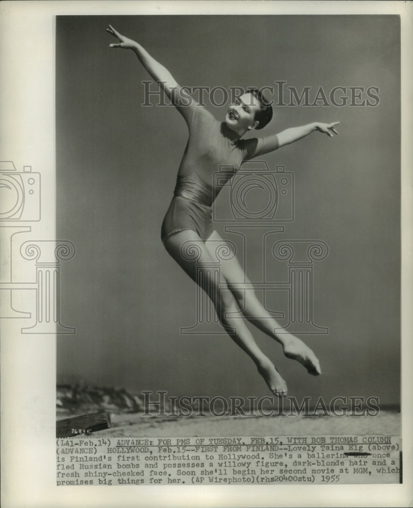 1955 Press Photo Taina Elg, Finland ballerina in Hollywood to make movie